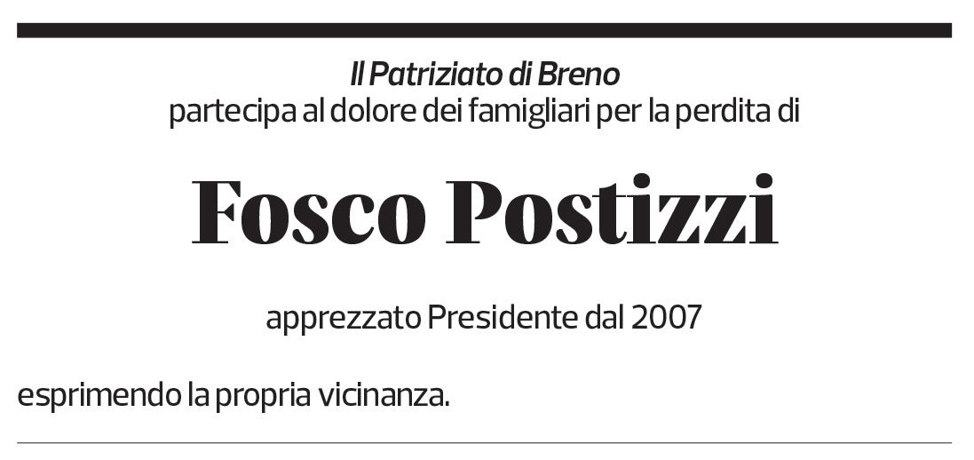 Annuncio funebre Fosco Postizzi