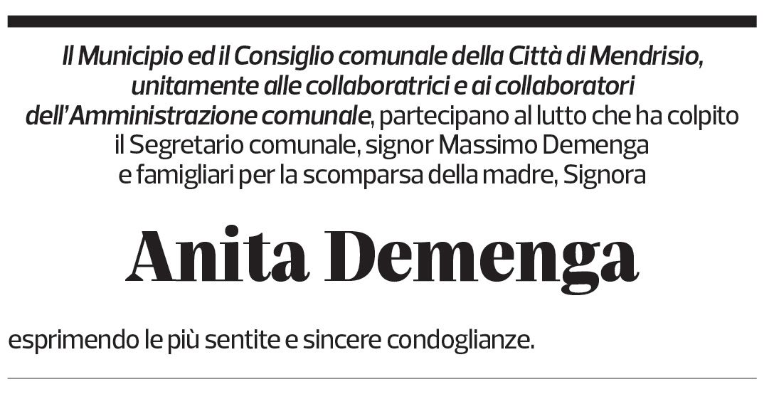 Annuncio funebre Anita Demenga