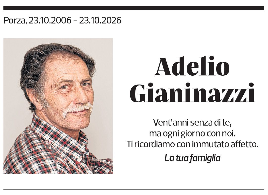 Annuncio funebre Adelio Gianinazzi