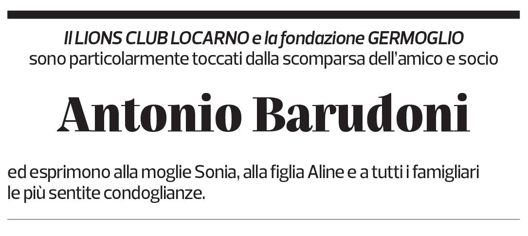 Annuncio funebre Antonio Barudoni